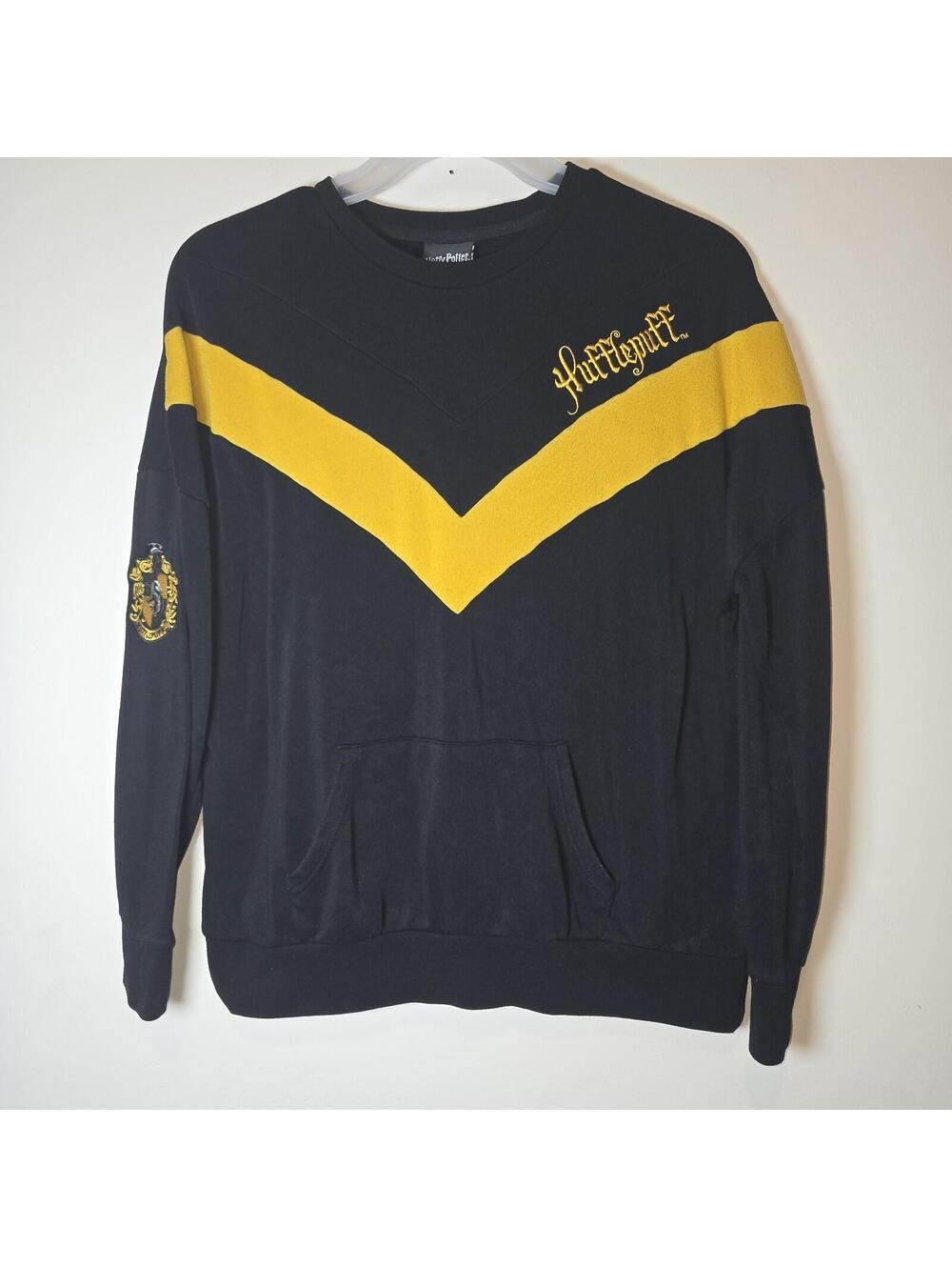Harry Potter Hufflepuff Quidditch Chevrons Women Sweatshirt With Pocket sz Sm